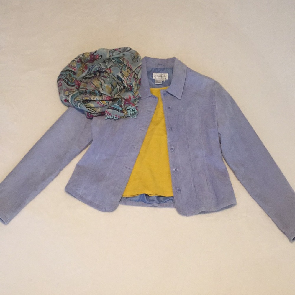 Light blue suede leather jacket